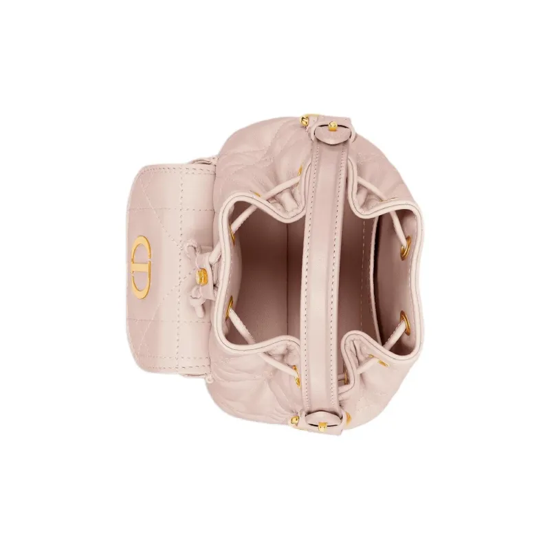 DIOR Caro Sheepskin Bucket Bag, Shoulder Bag, Crossbody Bag, Handbag Mini Women's Rouge Pink-4