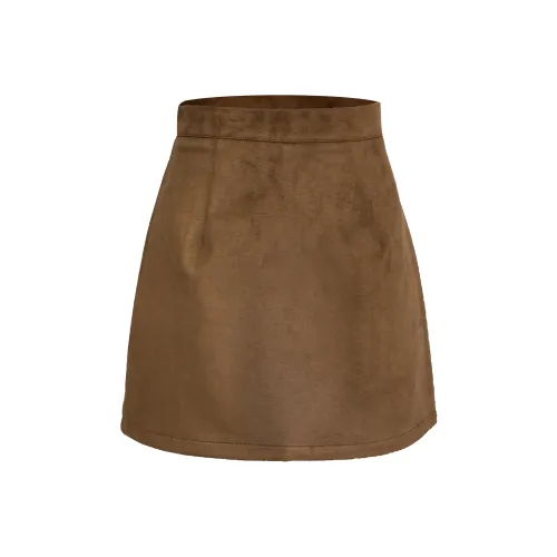 Eggka Casual Short Skirts Women's Coffee