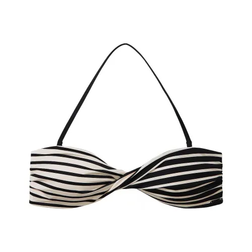 Victoria's Secret SCOOP PUSH-UP BIKINI TOP/Stripe Bikini Women's Black White Stripes