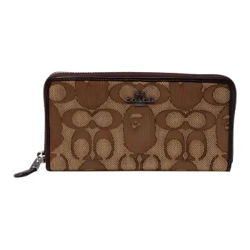 COACH A BATHING APE Collaboration Accordion Zip Canvas Wallet Unisex Khaki