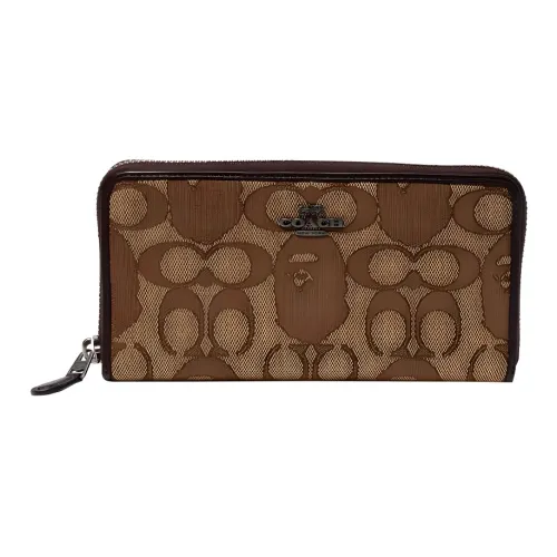 COACH Disney, Collaboration Accordion Zip Wallet Pebbled Leather Card Holder, Wallet Womens Black