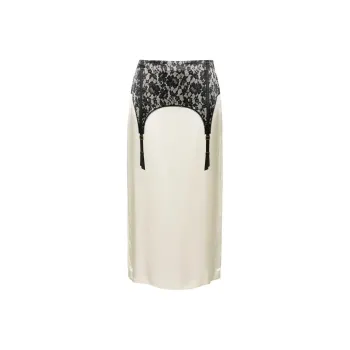 MOSCHINO Lace Printed Satin Skirt