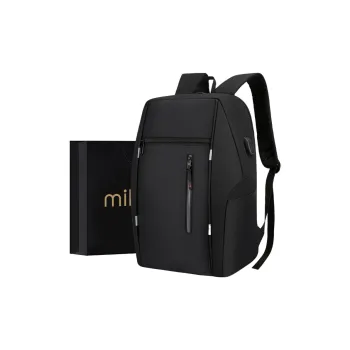 MILOOKY Water Repellent Fabric Backpack And Laptop Bag Unisex Black