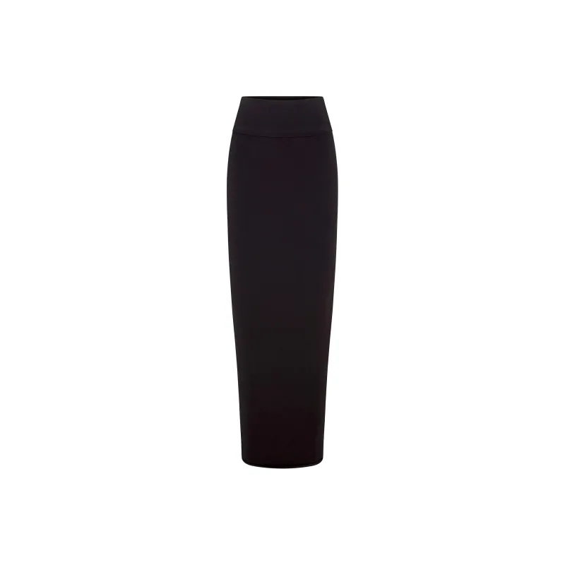 SKIMS COTTON JERSEY FOLDOVER SKIRT Casual Long Skirts Women's SOOT/Smoke Gray-0