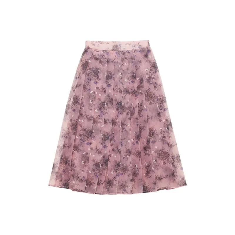PRADA Floral print Pleated Skirt-0