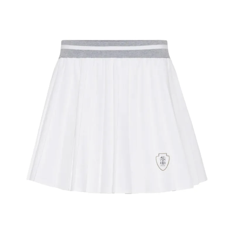 Brunello Cucinelli Logo patch Pleated Skirt-0