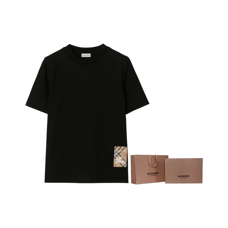 Burberry Checked Patch Crewneck T Shirt-7