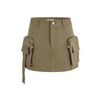 URBAN REVIVO Casual Short Skirts Women's Dark Khaki