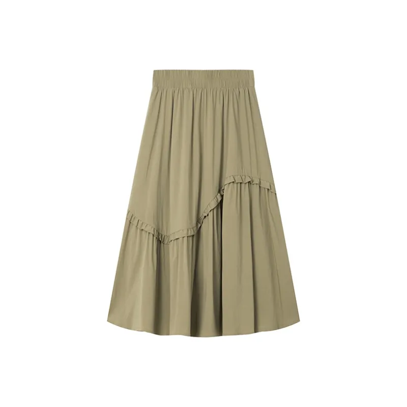 LOUISY AO Casual Long Skirts Women's Khaki-0