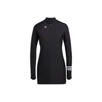 Adidas 3 Stripes Long Sleeve Swim Top One piece Swimsuit Women's Black