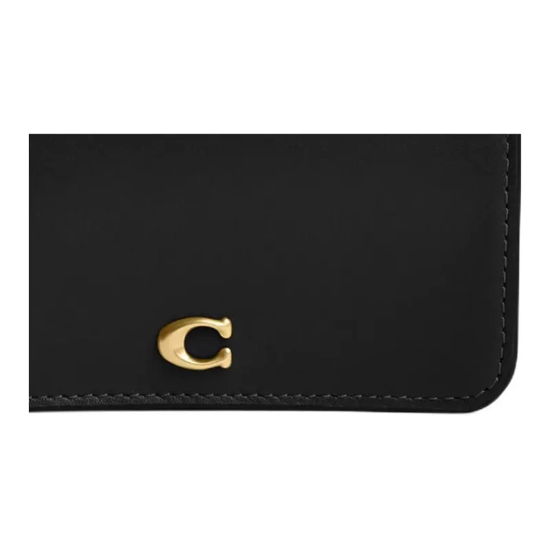 COACH Card Case Calfskin Card Holder Mini Women's Black-3