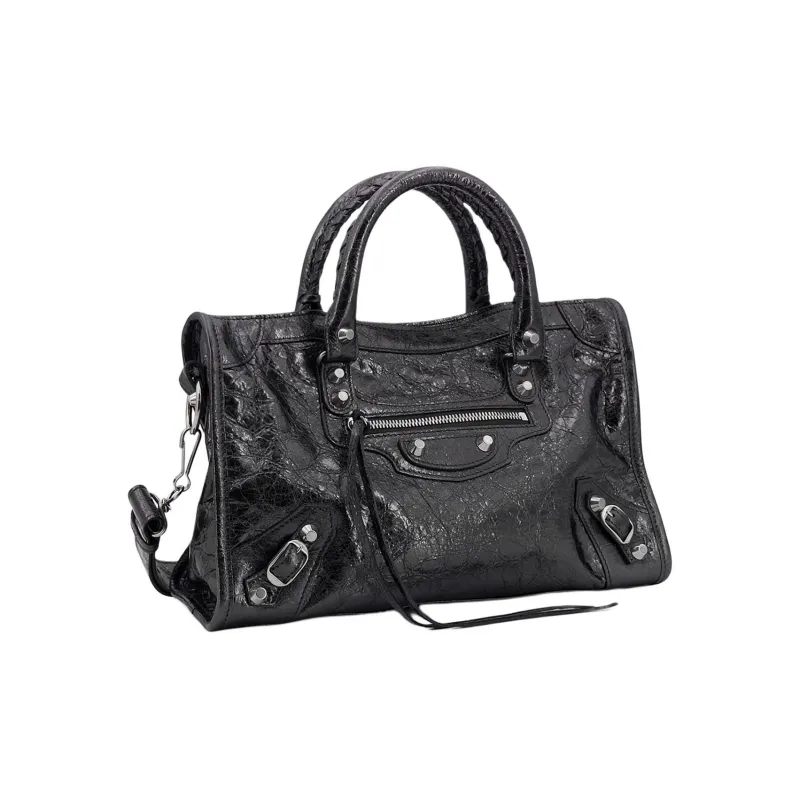 Balenciaga Le City Leather One Shoulder Handbag Small Size Women's Gray-1