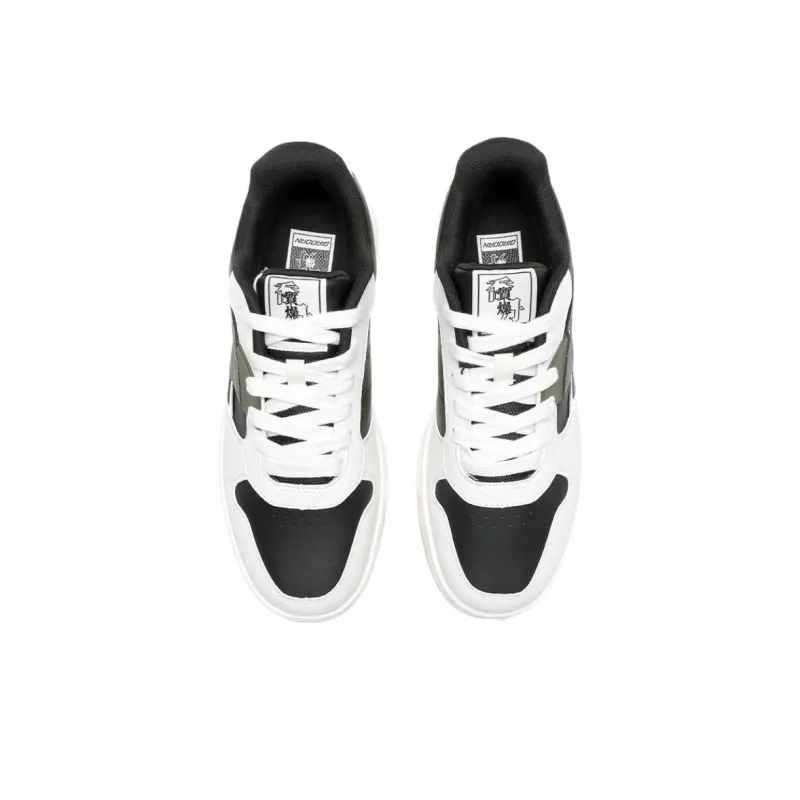 QIAODAN Dry Anti Slip Wear Resistant Low Top Skateboard Shoes Men's White Black-3