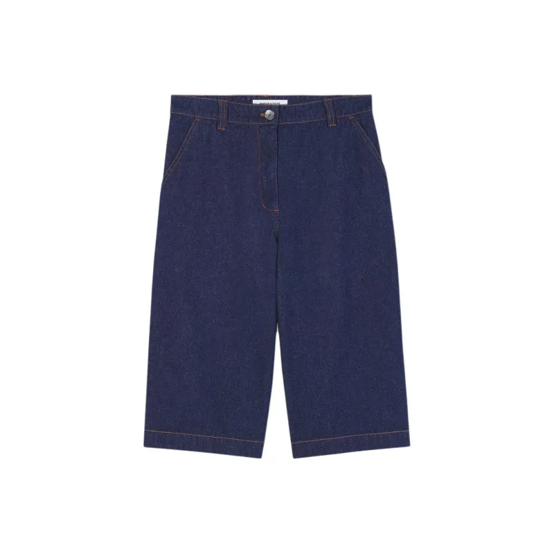 Maison Kitsune Logo Embroidered Denim Shorts-0