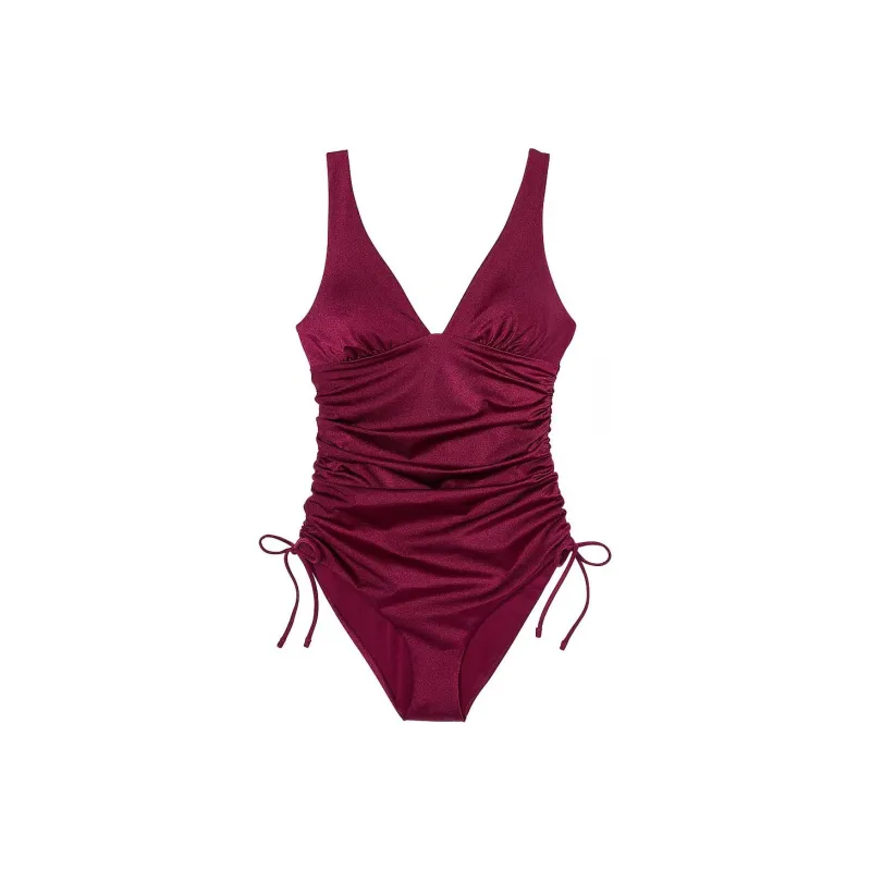 Victoria's Secret Ruched Plunge One-Piece Swimsuit / Pink Rouge One-Piece Swimsuits Women's Pink-0