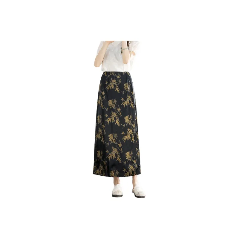 【dme】 Casual Long Skirts Women's Black-0