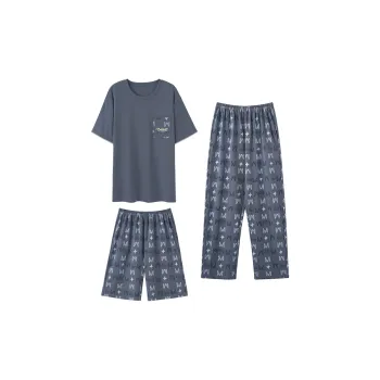 Floating Light Islands Pajama Set Men's Navy Blue