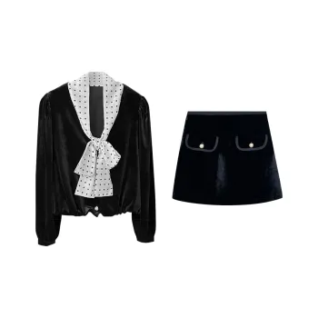 PAZZO Velour Top Skirt Set Women's