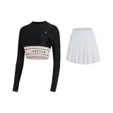 Ink Black (with Pads)+Pure White Pleated Skirt