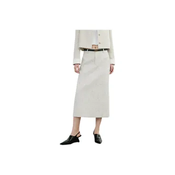 Hopeshow Casual Long Skirt Women's Light Beige