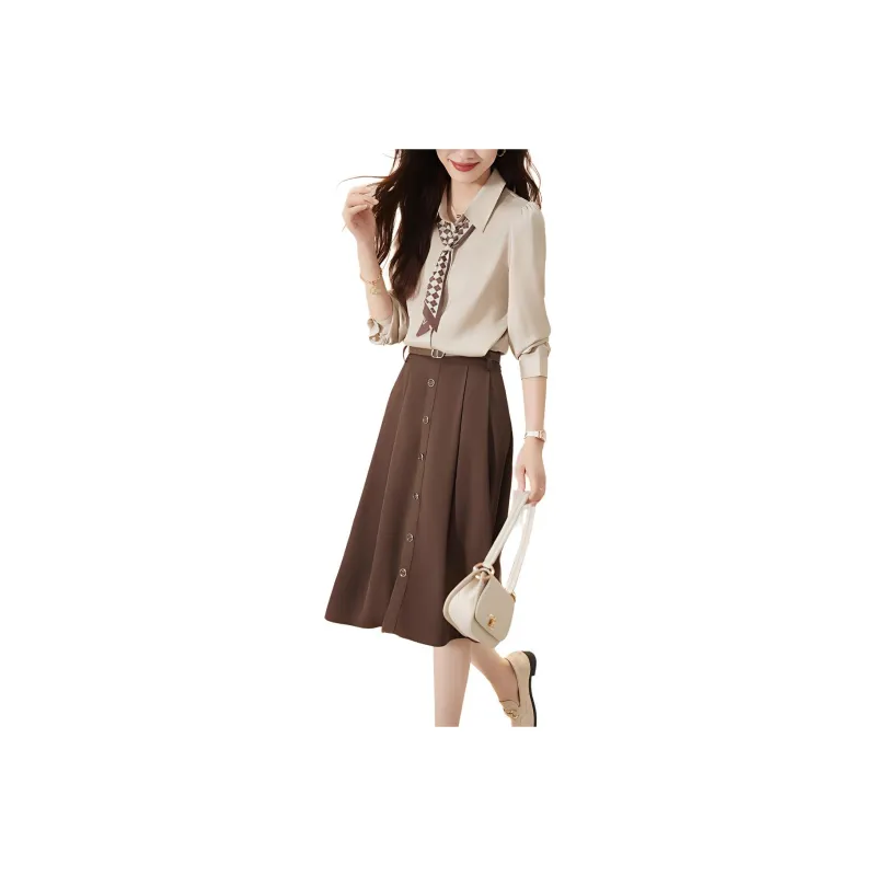 Mo Han Yi Mei Skirt Set Women's Coffee-0
