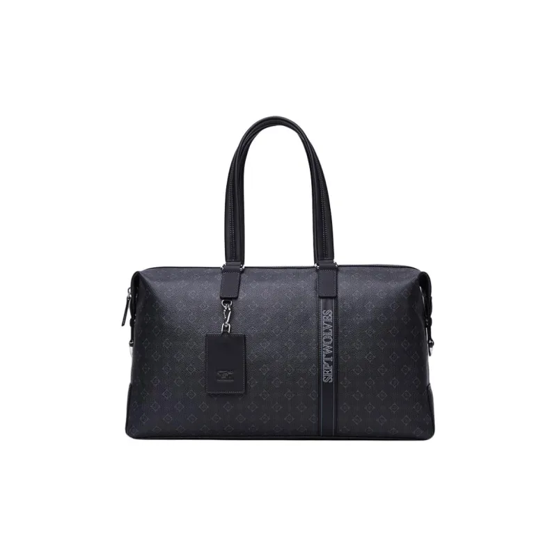 SEPTWOLVES PVC Crossbody One Shoulder Travel Bag Men's Black-0