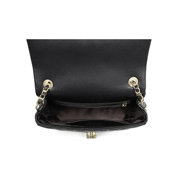 EBLAN Cow Leather Shoulder Bag, Crossbody Bag, Small Square Bag Regular Women's Black-4