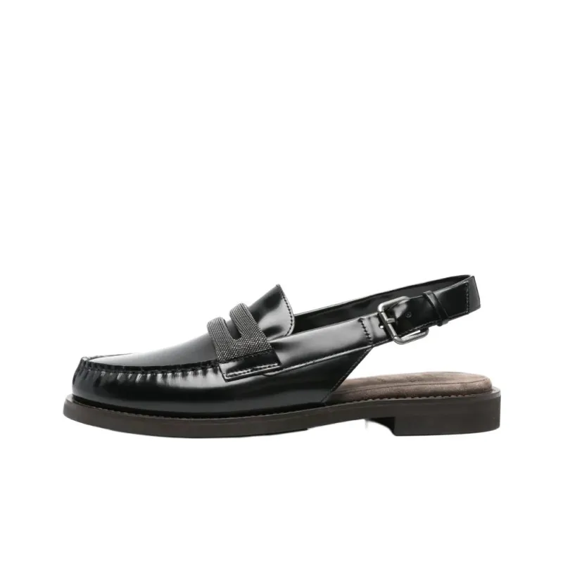 Brunello Cucinelli Leather Slingback Loafers Women's-0