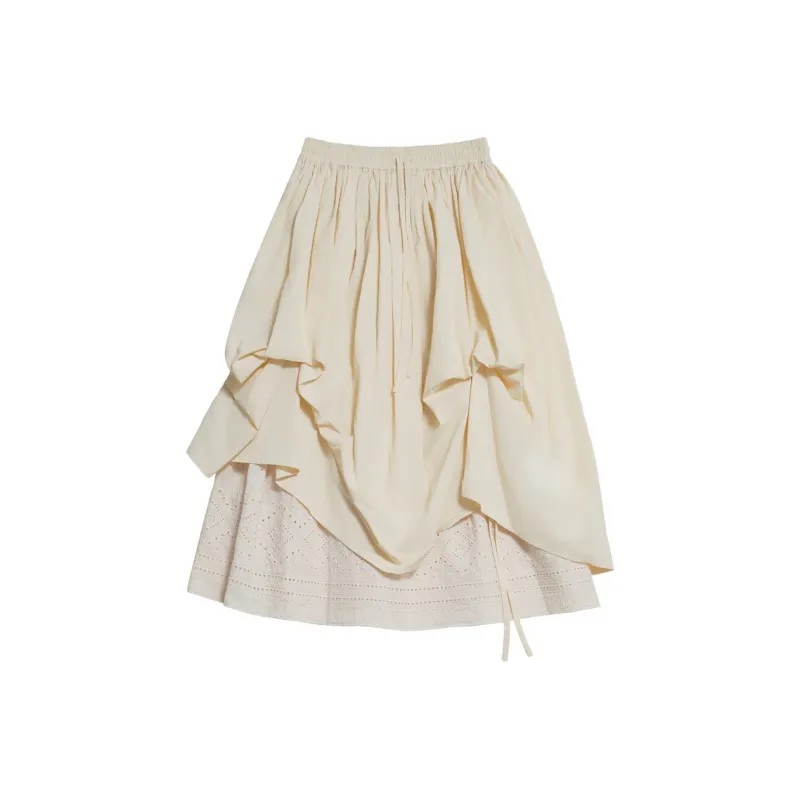 UNVESNO Casual Short Skirts Women's Rhombus Flower White-0