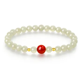 Lao Feng Xiang Hetian Jade Bracelets Green Jade Women's