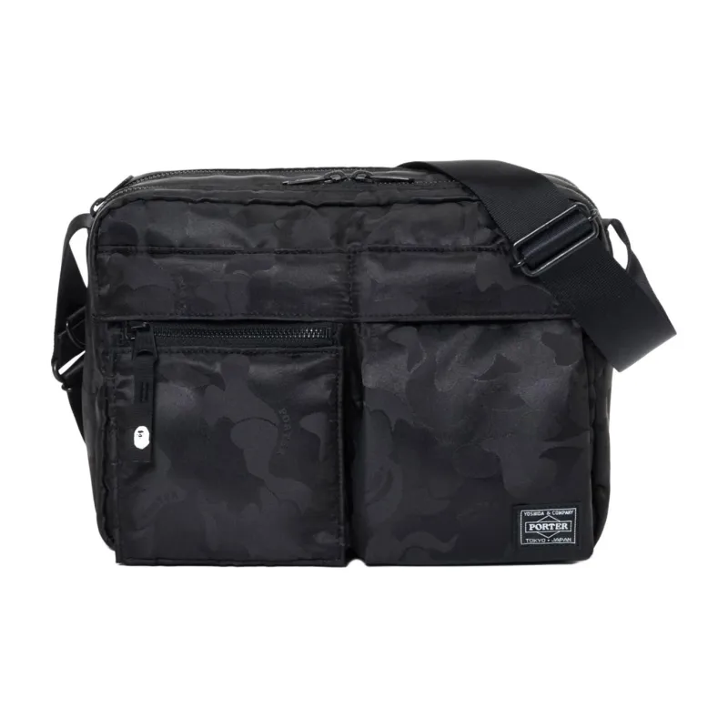 A BATHING APE PORTER Collaboration Polyester Shoulder Bag, Crossbody Bag Unisex Black-0