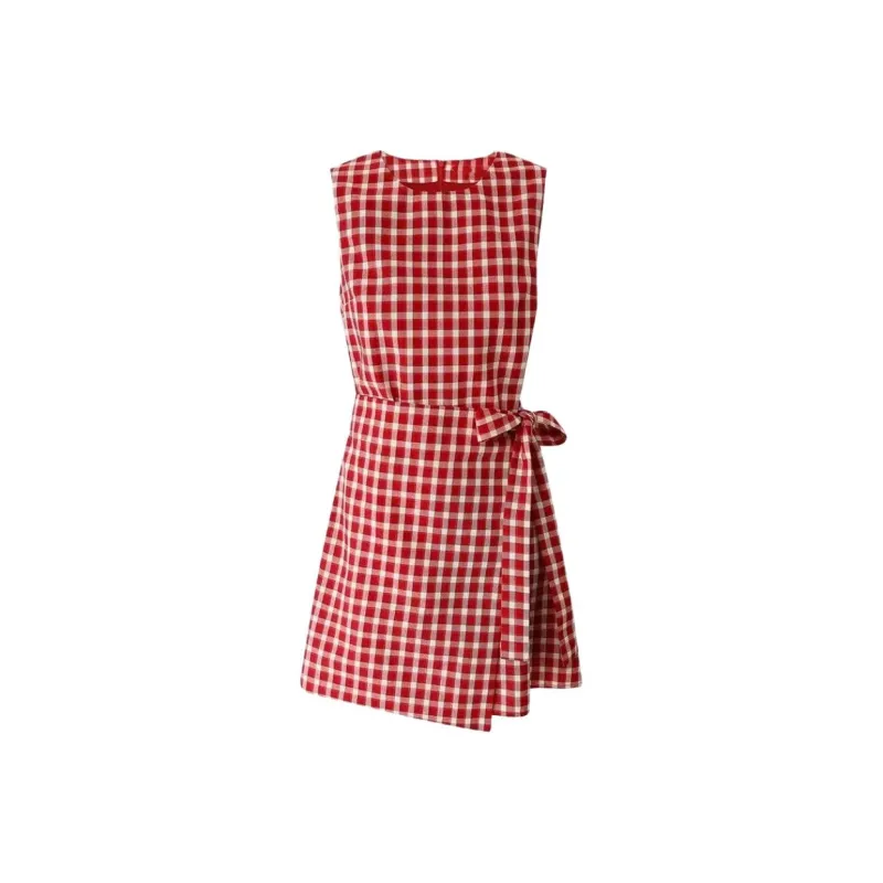 DOKZB Sleeveless Dresses Women's Red-0