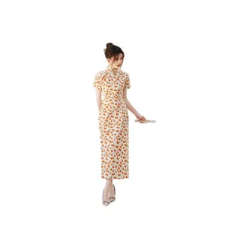Red Colored Clothes Cheongsam Women's Red Cherry