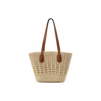 Vigno Synthetic Leather One Shoulder Tote Bag, Shopping Bag Women's Khaki/Ecru