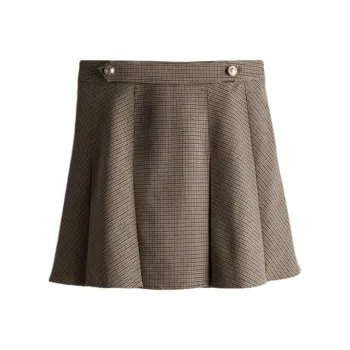 H&M Casual Short Skirts Women's Beige/Plaid