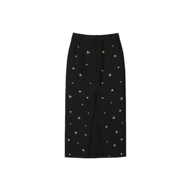 Sandro Rhinestoned Midi Pencil Skirt-0