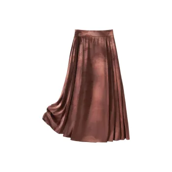 IHIMI Casual Long Skirt Women's Deep Red