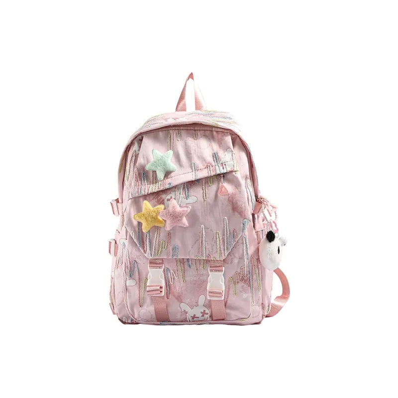 AIBAG Nylon Fabric Backpack Women's Ecru/Black/Green/Blue/Pink-14