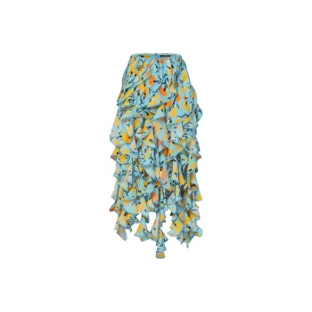 LOUIS VUITTON 1AFUR6 Carnation Print Ruffle Skirt