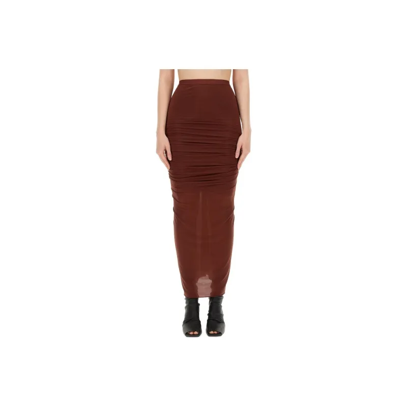 RICK OWENS Shrimp Ruched Maxi Skirt-0