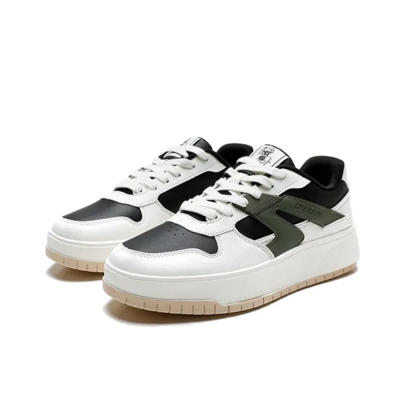 QIAODAN Dry Anti Slip Wear Resistant Low Top Skateboard Shoes Men's White Black-2