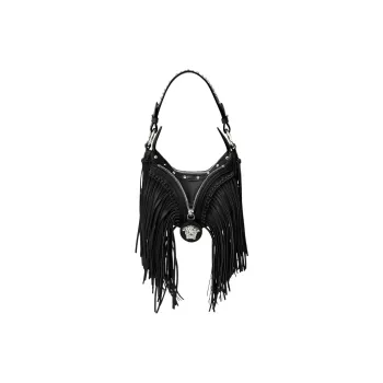 FANSIZHE Cow Leather Hobo Biker Shoulder Bag Handbag Women's Black