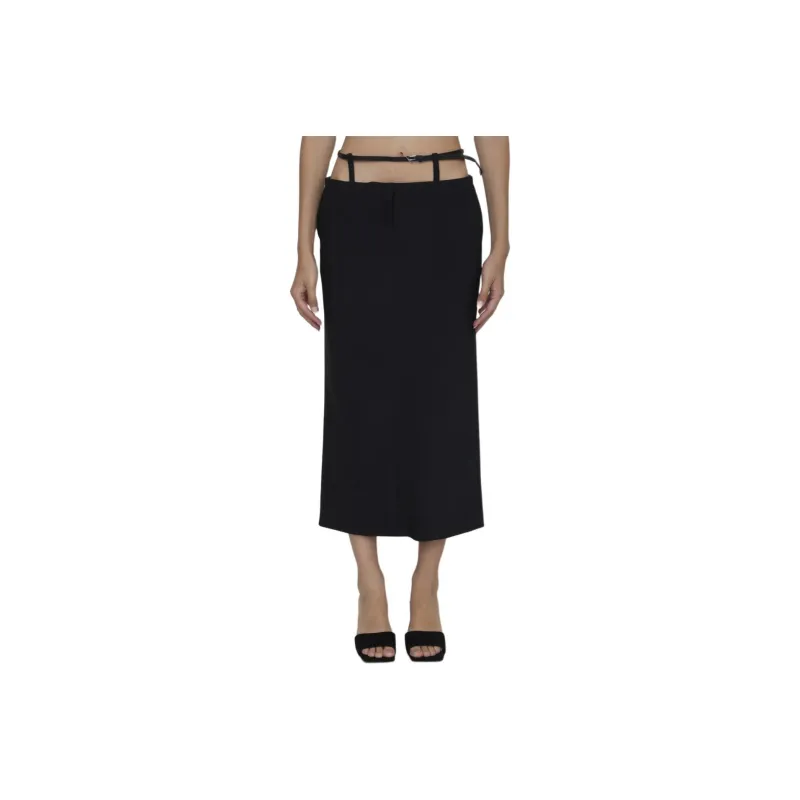 The Attico Belted Stretch Midi Skirt-0