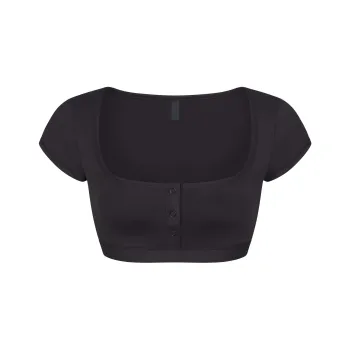 SKIMS SIGNATURE SWIM SUPER CROPPED T-SHIRT Bikini Women's ONYX/Onyx