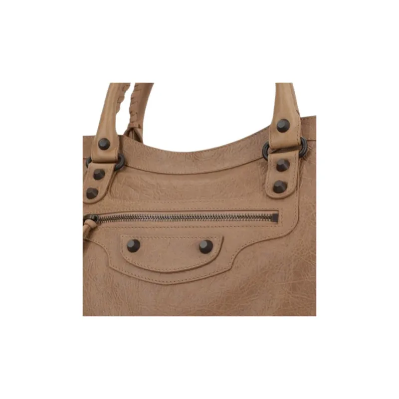 Balenciaga Le City Sheepskin Handbag Medium Size Women's Dark Beige-3