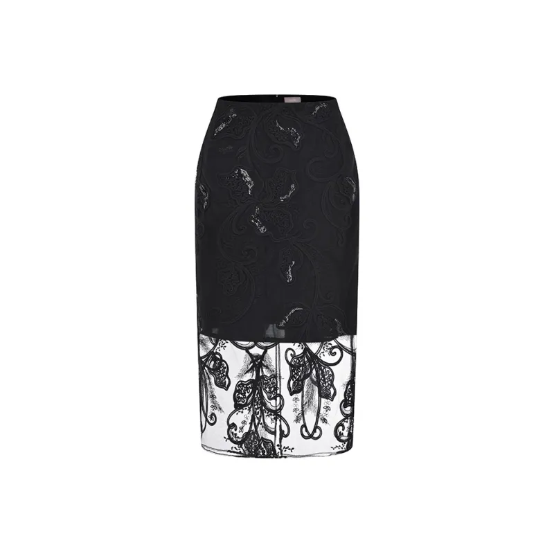 RARE Casual Long Skirts Women's Black-0