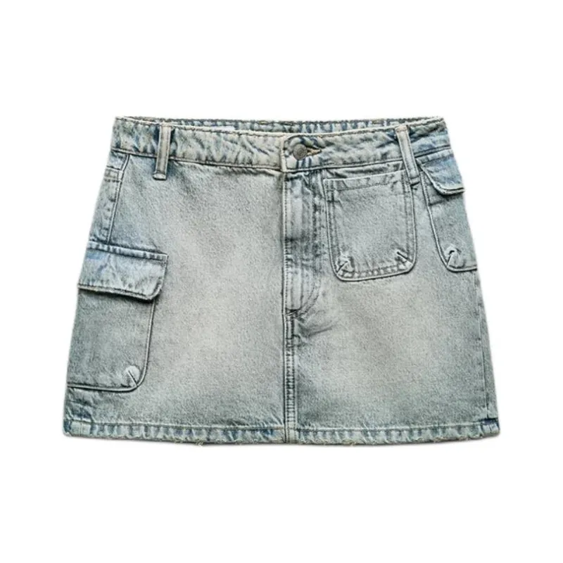 ZARA Denim Short Skirts Women's Blue-0