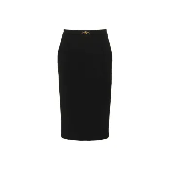 Elisabetta Franchi Stretch Crêpe Horsebit Midi Skirt