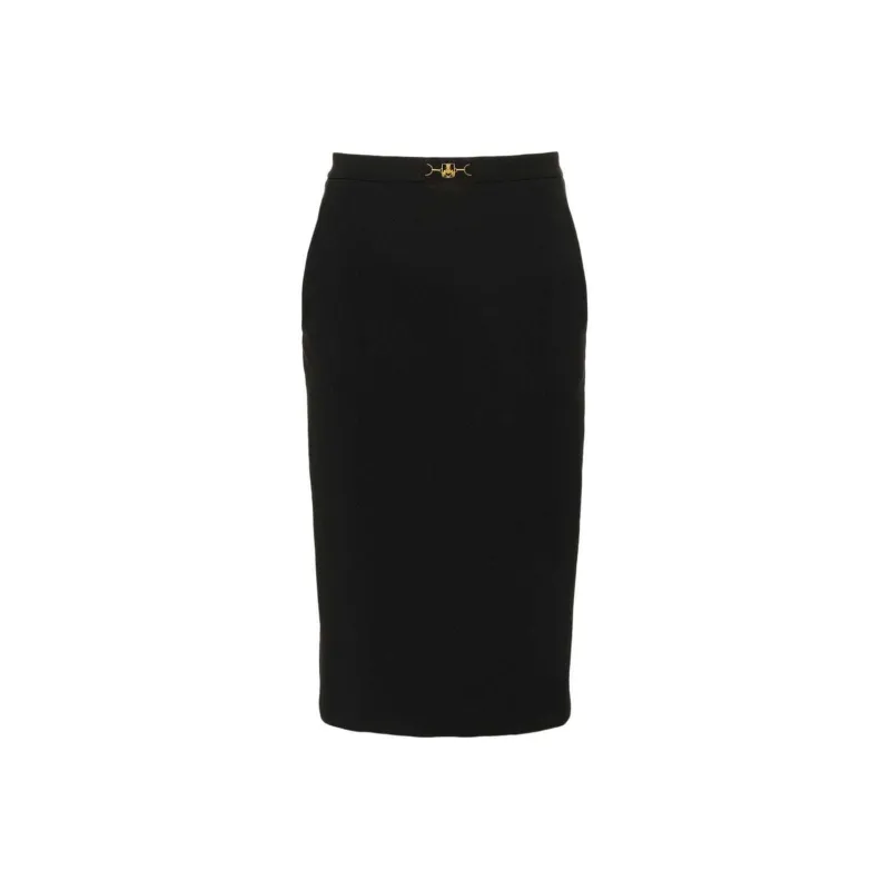 Elisabetta Franchi Stretch Crêpe Horsebit Midi Skirt-0