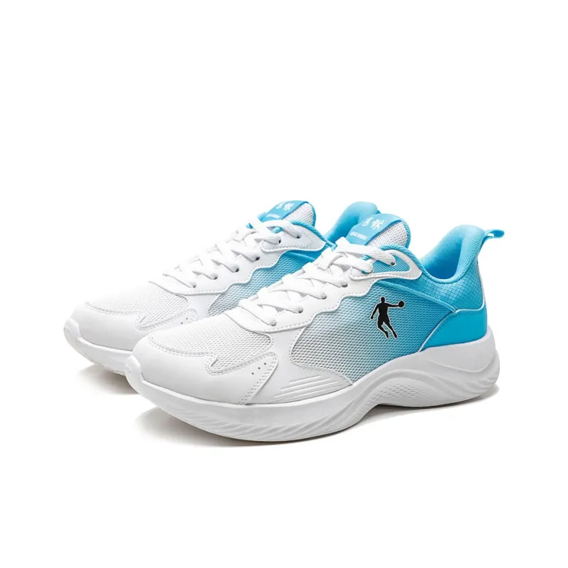 QIAODAN Anti Slip Wear Resistant Low Top Running Shoes Men's White Blue-2